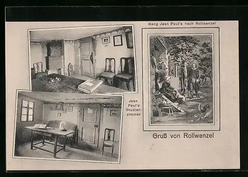 AK Bayreuth, Jean Paul's Studierzimmer im Gasthaus zum Rollwenzel, Gang Jean Paul's nach Rollwenzel