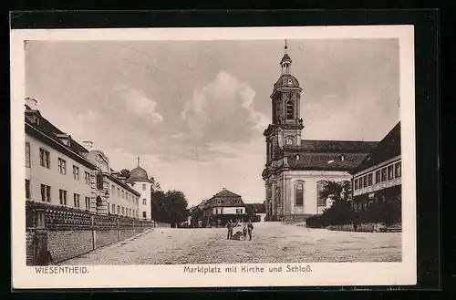 AK Wiesentheid, Marktplatz mit Kirche und Schloss