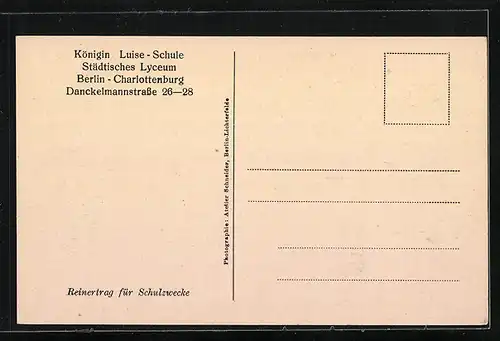 AK Berlin-Charlottenburg, Königin Luise-Schule, Städtisches Lyceum, Danckelmannstrasse 26-28, Innenansicht