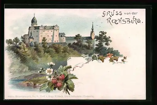 Lithographie Lunzenau, Gruss von der Rochsburg