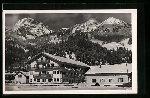 AK Bayrischzell, Gasthof zur Post im Winter