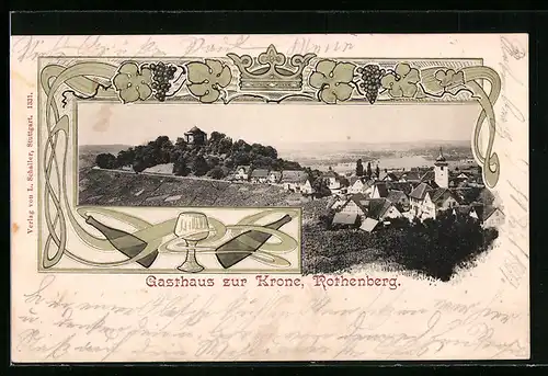 AK Rothenberg, Ortsansicht mit Kapelle und Gasthaus Zur Krone
