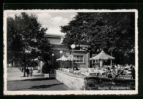 AK Duisburg, Cafe Tonhalle mit Garten