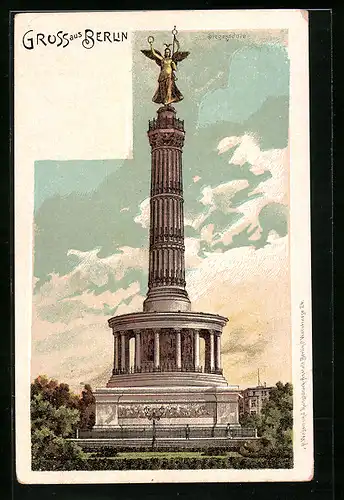 Lithographie Berlin-Tiergarten, Siegessäule
