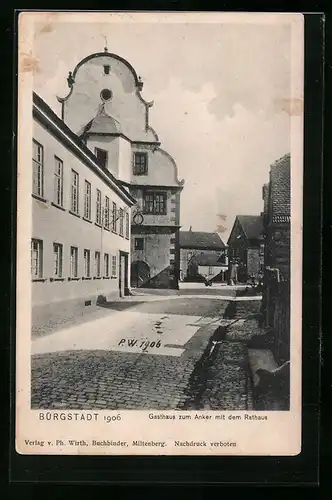 AK Bürgstadt, Gasthaus zum Anker mit dem Rathaus