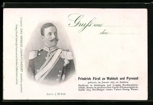 AK Friedrich Fürst zu Waldeck und Pyrmont in Uniform