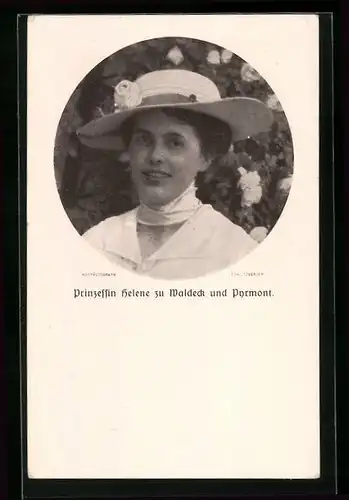 AK Prinzessin Helene zu Waldeck und Pyrmont mit Hut