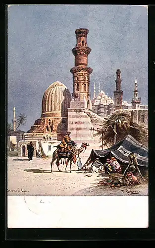 Künstler-AK Cairo, Strassenbild aus der Stadt