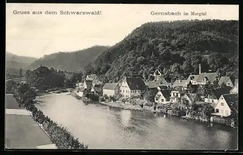 AK Gernsbach im Murgtal /Schwarzwald, Uferpartie