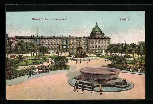 AK Berlin, königliches Schloss und Lustgarten