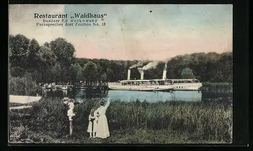 AK Zeuthen, Dampfer am Restaurant Waldhaus