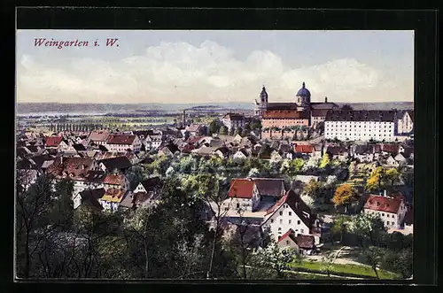 AK Weingarten i. W., Teilansicht mit Schloss