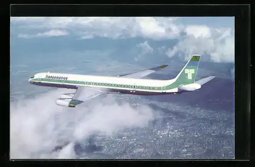 AK Flugzeug der Transamerica Airlines in der Luft