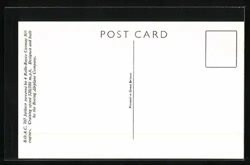 AK Flugzeug Rolls-Royce 707 Jetliner der B. O. A. C.