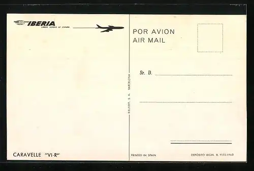 AK Flugzeug Carvelle VI-R der Iberia Lineas Aereas de Espana