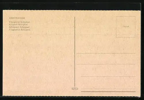 AK Amsterdam, Flughafen Schiphol, KLM-Düsenjet und Gepäckwagen