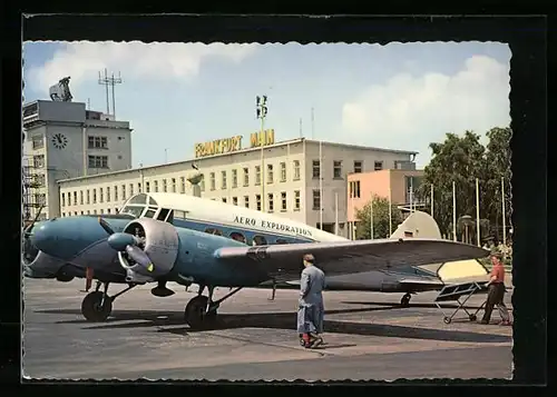 AK Frankfurt a. M., Flughafen Rhein-Main mit Maschine Aero Exploration und Mechaniker