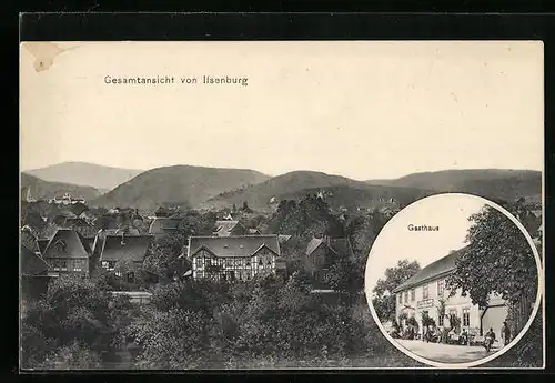 AK Ilsenburg / Harz, Ortsansicht aus der Vogelschau, Gasthaus Stadt Stollberg