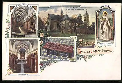 AK Ilbenstadt /Hessen, Domkirche der Wetterau mit Chor und Stiftergrab