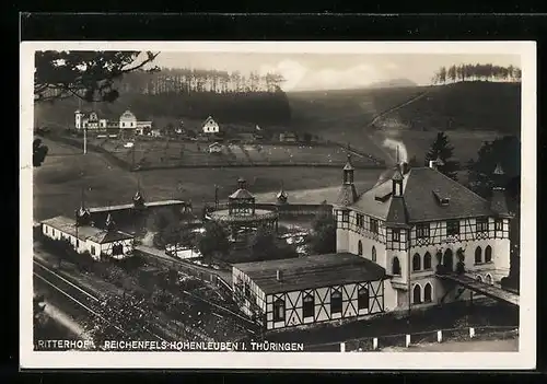 AK Reichenfels-Hohenleuben /Th., Hotel Ritterhof O. Herzog mit Umgebung aus der Vogelschau