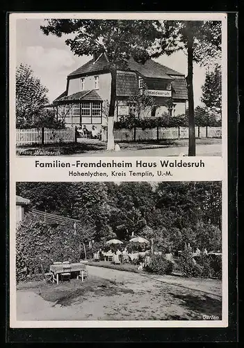 AK Hohenlychen, Familien-Fremdenheim Haus Waldesruh mit Jagdhaus St. Hubertus