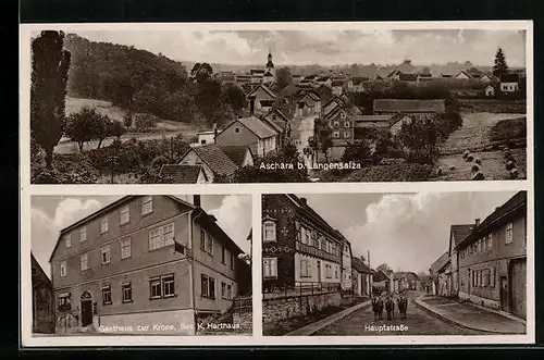 AK Aschara bei Langensalza, Gasthaus zur Krone, Hauptstrasse, Teilansicht