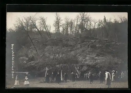 Foto-AK Banz, Bergrutsch bei Schloss Banz, Unwetter