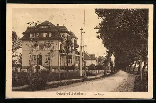 AK Scharbeutz /Ostsee, Hotel Haus Rogge mit Strasse