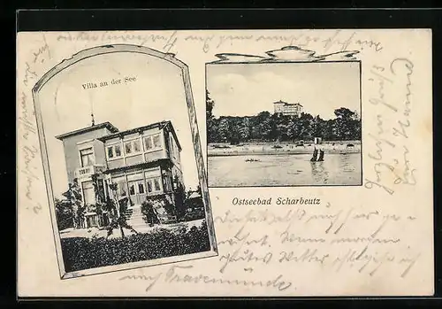 AK Scharbeutz, Hotel-Villa an der See, Strandpartie