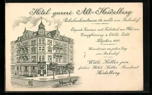 Künstler-AK Alt-Heidelberg, Hotel garni, Rohrbacherstrasse 29