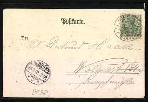 Lithographie Lauenburg a. d. Elbe, Alter Schlossturm, Uferpartie mit Salondampfer