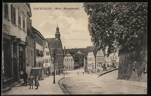 AK Backnang, Obere Marktstrasse mit Gasthaus zum Löwen