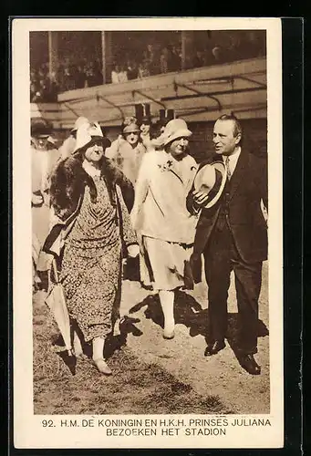 AK Amsterdam, Olympische Spiele 1928, Die Königin und Prinzessin Juliana von den Niederlanden