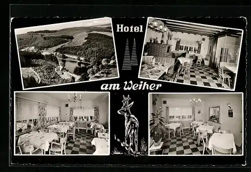 AK Seelbach über Siegen, Hotel am Weiher, Ortsansicht