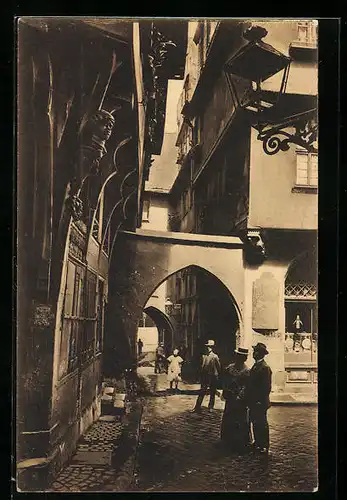 AK Alt-Frankfurt, Hinter dem Lämmchen, Nürnberger Hof und Haus zum Mohrenkopf