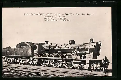 AK Les Locomotives Francaises, Type Ten Wheel, französische Eisenbahn