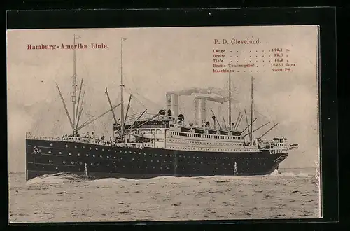 AK Hamburg-Amerika Line, Passagierschiff P. D. Cleveland