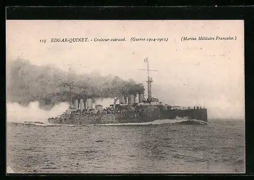 AK Kriegsschiff Edgar-Quinet, Croiseur-cuirasse, Marine Militaire Francaise