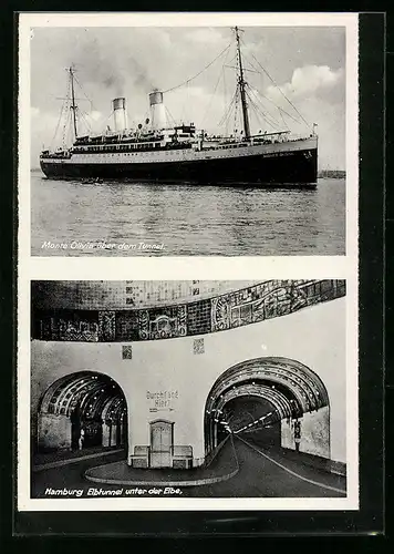 AK Passagierschiff Monte Olivia über dem Elbtunnel