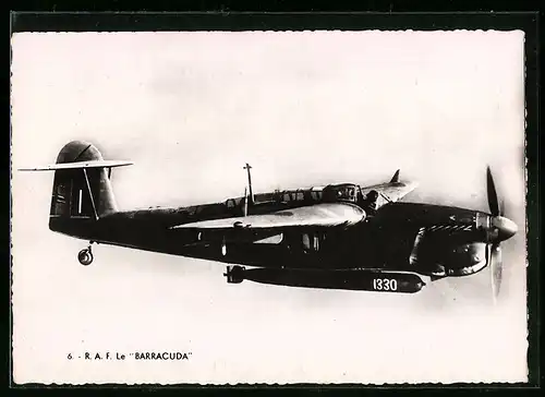 AK Flugzeug, RAF Le Barracuda mit Torpedo