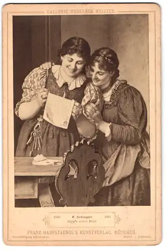 Fotografie Franz Hanfstaengl, München, Gemälde: Sepp`s erster Brief, nach F. Defregger