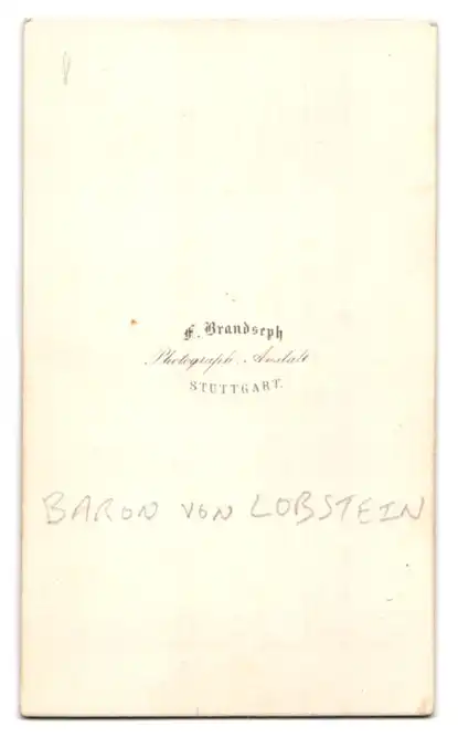 2 Fotografien F. Brandseph, Stuttgart, Baron und Baronin von Lobstein, Königliche württembergischer Kammerherr 3