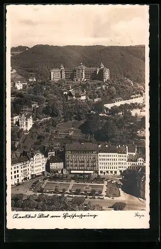 AK Karlsbad, Ortsansicht aus der Vogelschau