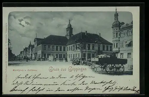 AK Göppingen, Marktplatz mit Rathaus