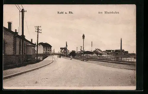 AK Kehl a. Rh., Strassenpartie am Rheinhafen