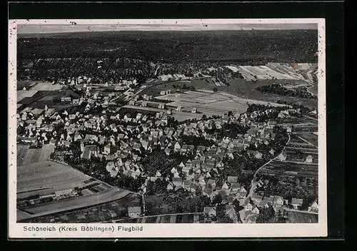 AK Schöneich /Kr. Böblingen, Ortsansicht vom Flugzeug aus