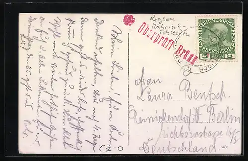 AK Hranice-Drahotuse, Marktplatz mit Park und Kirche