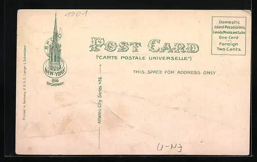 Präge-AK Atlantic City, NJ, Beach View showing Hotel Rudolf and Heinz Pier