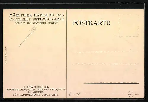 Künstler-AK Soldaten der 6. Infanterie 1814, Befreiungskriege
