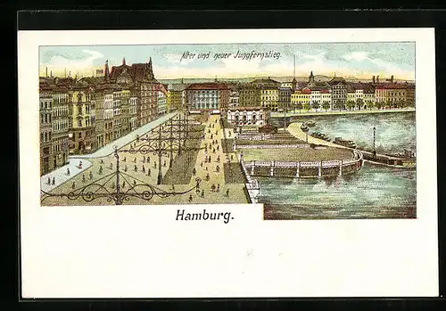 Lithographie Hamburg-Neustadt, Alter und neuer Jungfernstieg